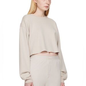 SKIMS Taupe Cotton Fleece Cropped Sweatshirt Size XL